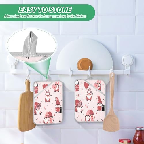 Kcldeci Cute Gnomes with Hearts Oven Mitts 2 Pack