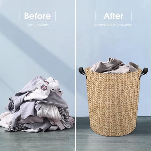 Wicker laundry hamper waterproof foldable for families
