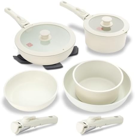 UCC LIFE 11Pcs Nonstick Cookware Set with Detachable Handles