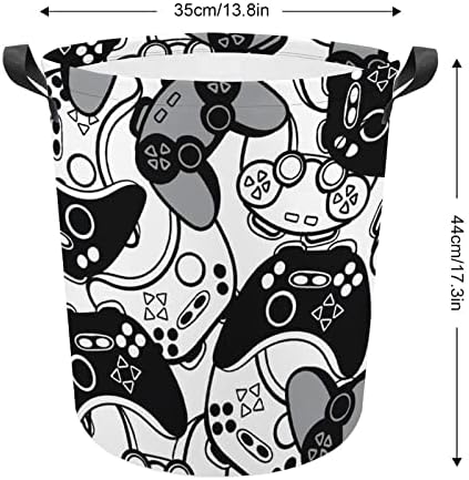 Black and White Joysticks Laundry Baskets Waterproof Durable Collapsible