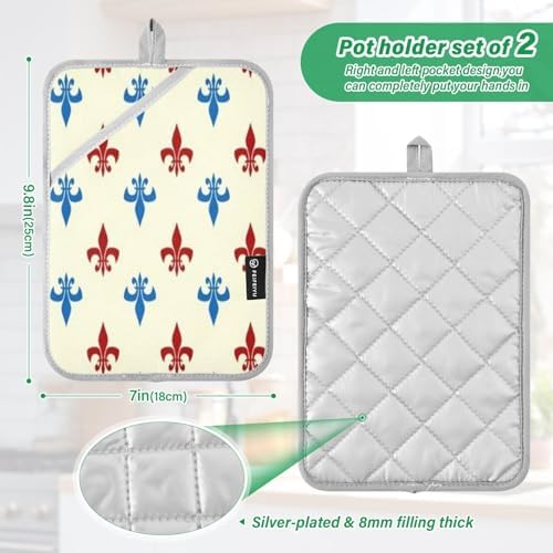 Kcldeci Fleur De LYS 2Pack Heat Resistant Oven Mitts 1
