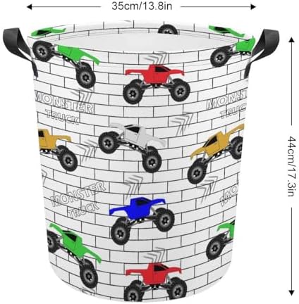 MEIKKO Multicolored Cars Monster Track Laundry Hamper