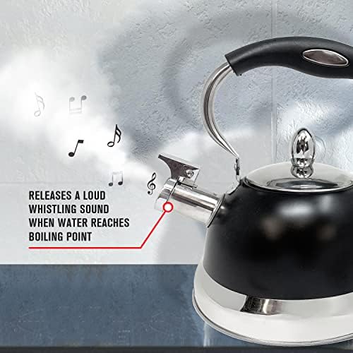 Sturdy stainless steel tea kettle BlackChrome