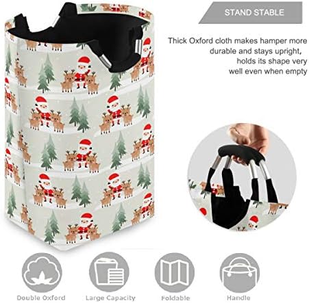 Visesunny 600D Oxford Collapsible Laundry Basket with Santa Claus Design