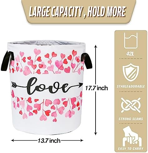 Love Laundry Basket Red Heart Foldable