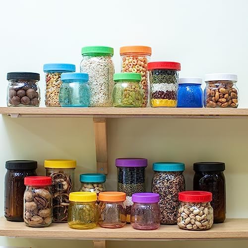 9 Pack Yellow Wide Mouth Mason Jar Lids with Silicone Rings