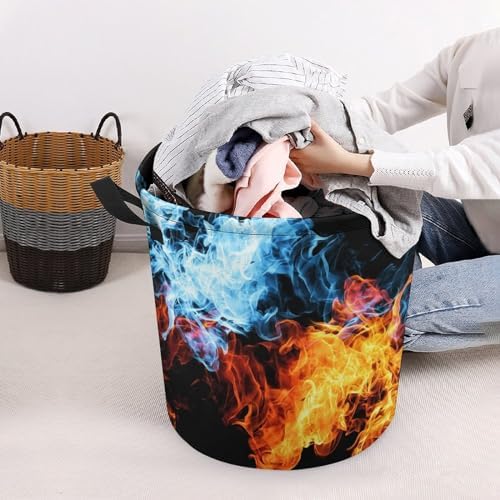 Red and Blue Fire Collapsible Laundry Hamper