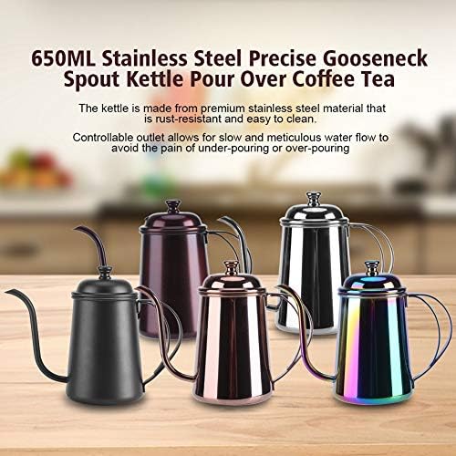 Stainless Steel Gooseneck Kettle 650ml for Coffee More