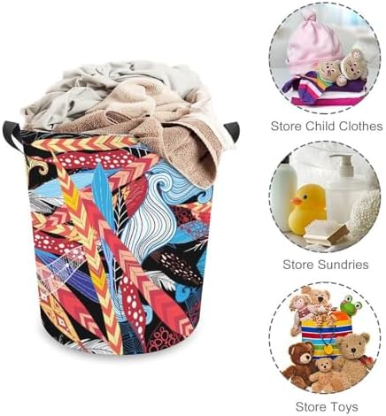 Meiko Leaves FEATHERS embellished Vintage Laundry Hamper