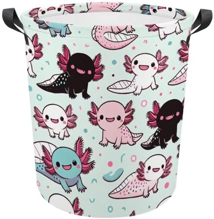 Cartoon Axolotl Laundry Hamper Waterproof Fun