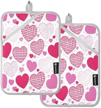 Heat-Resistant Doodle Hearts Pot Holder Set