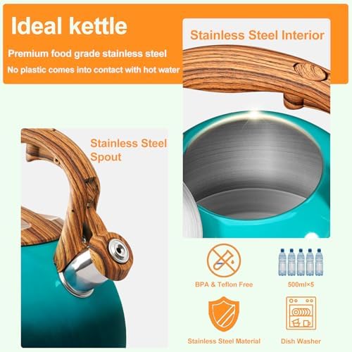 JEASOM Stainless Steel Tea Kettle Ergonomic Design Boiling Water