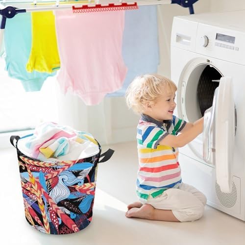 Meiko Leaves FEATHERS embellished Vintage Laundry Hamper