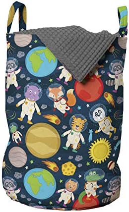 Space-Astronauts Storage Hamper for Laundromats with Drawstring Closure