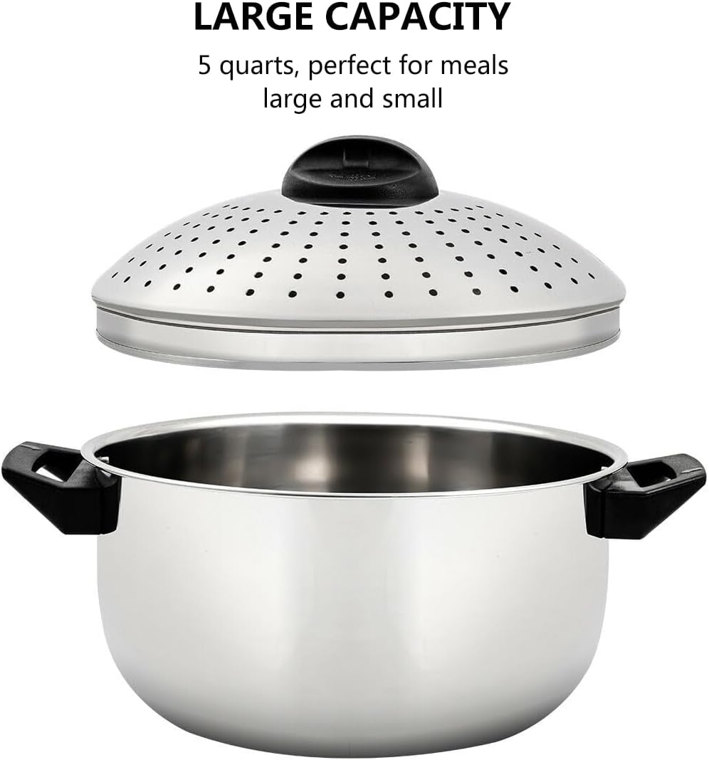 48 Quart Stainless Steel Pasta Pot with Strainer Lid and Locking Handle
