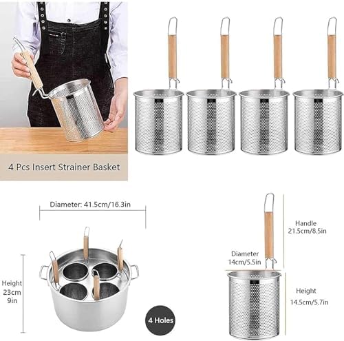AttreX 3 4 5 Hole Stainless Steel Pasta Cooker Pot With Strainer