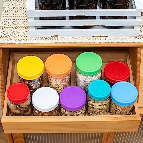 9 Pack Yellow Wide Mouth Mason Jar Lids with Silicone Rings