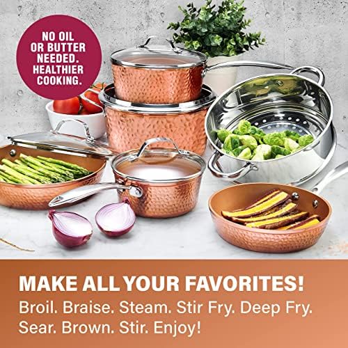GOTHAM STEELHammered 15-Pc Ceramic Pot and Pan Set