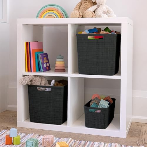 Curver Jute Decorative Plastic Cube Storage Organizer