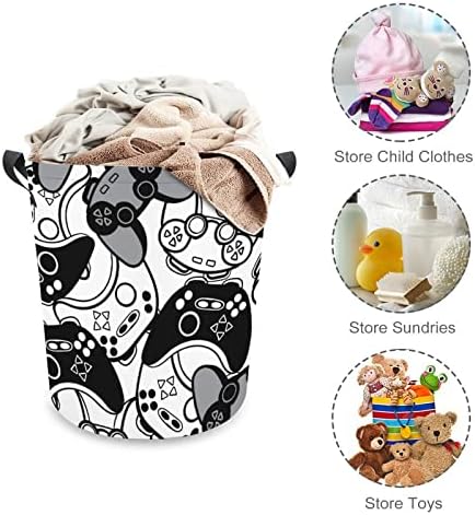 Black and White Joysticks Laundry Baskets Waterproof Durable Collapsible