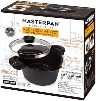 5 QT Non-Stick Stock N Pasta Pot with Easy Pour Strainer 9