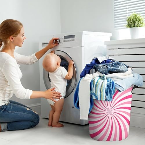 MEIKKO Pink Cream Candy Laundry Hamper