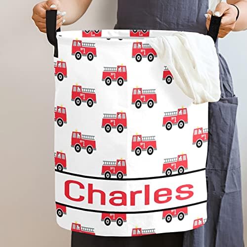 Fire Truck Pattern laundry basket custom with name