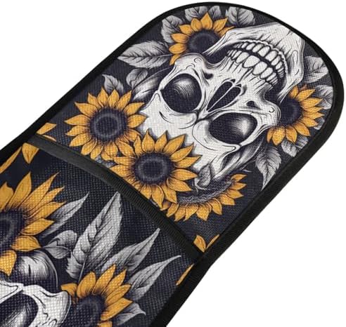 Halloween Skeleton Sunflower Oven Mitt Potholder Heat Resistant Over-the-Shoulder Design