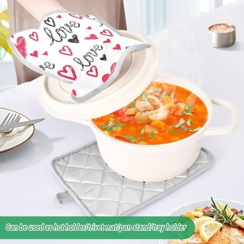 Kcldeci Hearts 2Pack Heat Resistant Oven Mitts