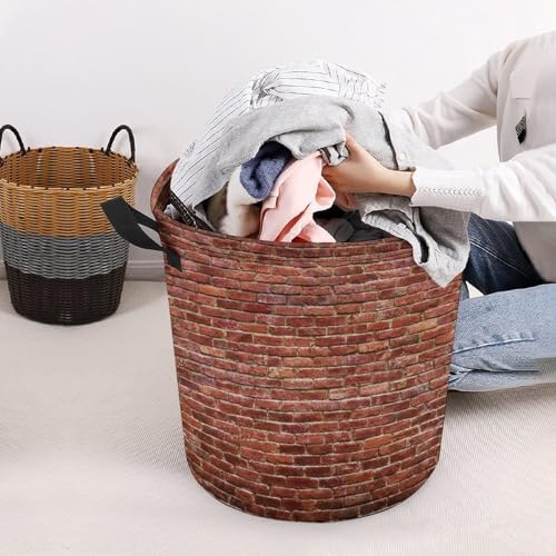 Durable Red Brick Wall Laundry Hamper Waterproof Collapsible for Dorms