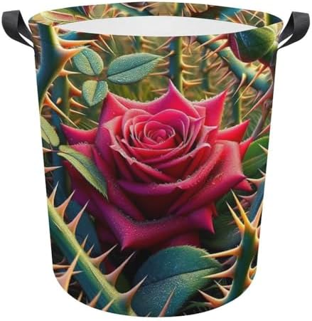 MEIKKO Rose Among Thorns Laundry Hamper Waterproof Collapsible