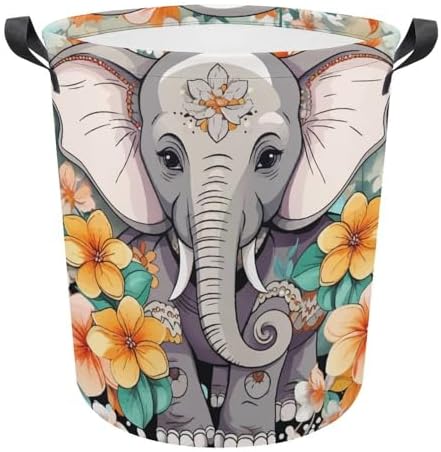Waterproof Cartoon Elephant Laundry Hamper Cute Storage Basket for Home Kitchen
