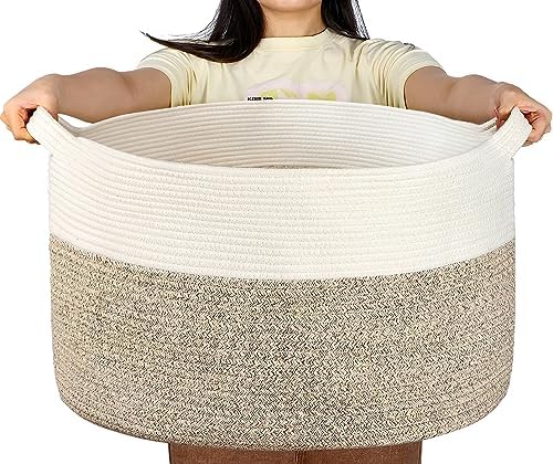 Elegant Large Cotton Rope Basket for Storage Brown