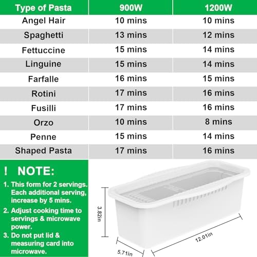 Potahouse Microwave Pasta Cooker With Strainer Lid Quick Easy Cooking