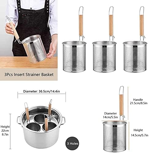 Sturdy Stainless Steel Pasta Cooker Insert Set 3Holes