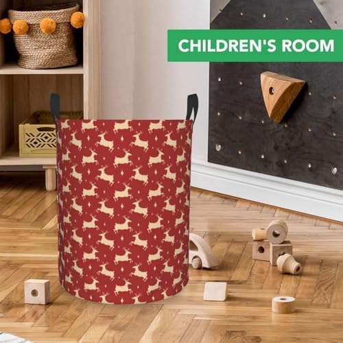 Itin Waterproof Laundry Basket Golden Moose Red Print S-40L
