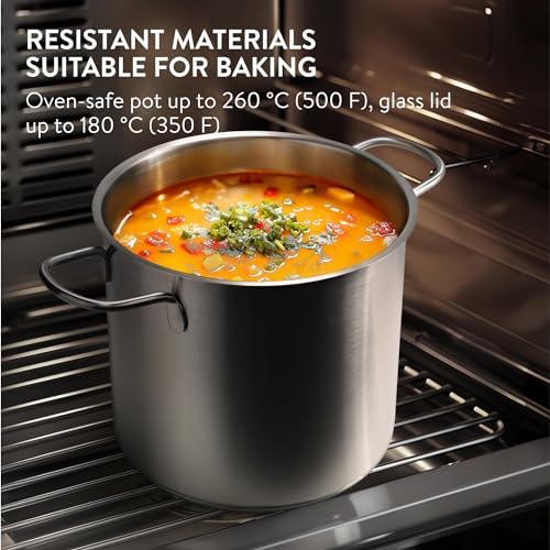 Navaris Stainless Steel Pasta Pot 57 L - Induction Gas Electric Oven Safe