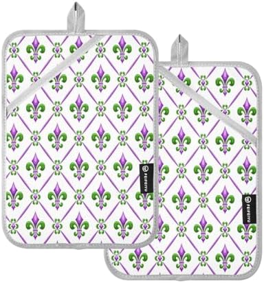 Kcldeci Fleur De Lis Square 2-Pack Potholders Heat-Resistant Kitchen Essential