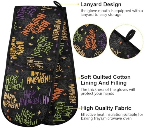 ZZXXB Happy Halloween Cobweb Double Oven Mitt Heat Resistant