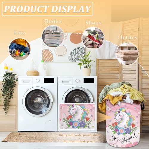 Waterproof Foldable Laundry Hamper Pink Floral Design by SLHFDKL
