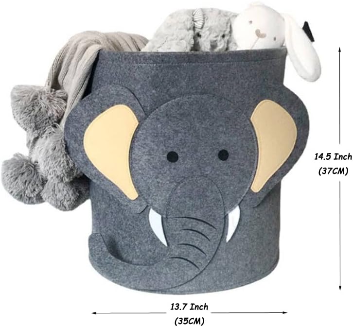Cute Foldable Felt Laundry Basket for Kids Nursery and Home