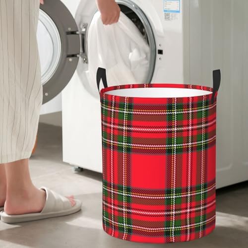 Christmas Plaid Folding Laundry Basket