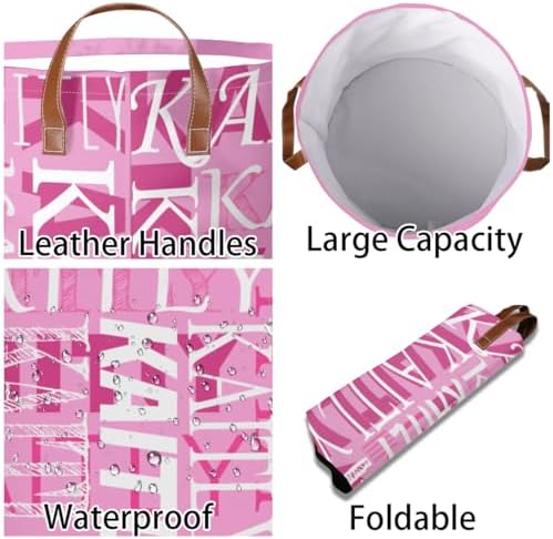 Personalized Pink Storage Tote - Waterproof Collapsible Laundry Basket