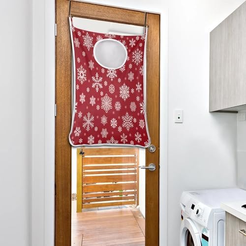 Foldable Christmas Snowflake Laundry Basket with Adhesive Hooks