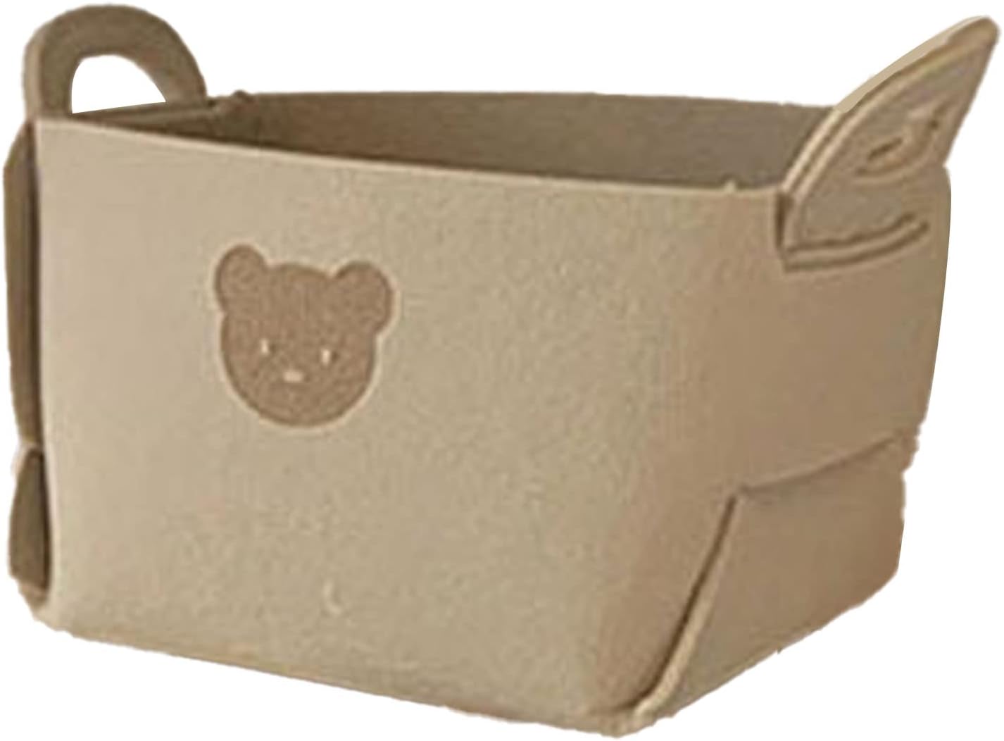 Keebgyy Bear Pattern Felt Storage Basket with Handles
