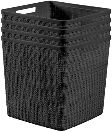 Curver Jute Decorative Plastic Cube Storage Organizer