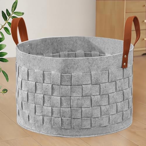 Charming Durable Felt Laundry Basket for Safe Storage