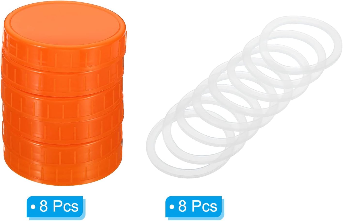 PATIKIL 86mm Wide Mouth Mason Jar Lids Set 8 Pack Orange