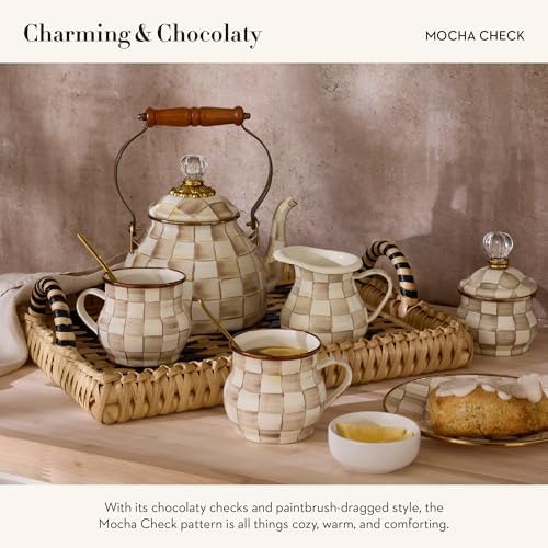 Stylish Mocha Check Tea Kettle for Coffee or Tea 2 Quarts
