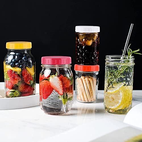 Pizga Plastic Mason Jar Lids 8pcs Leak-Proof Leak-Resistant Orange